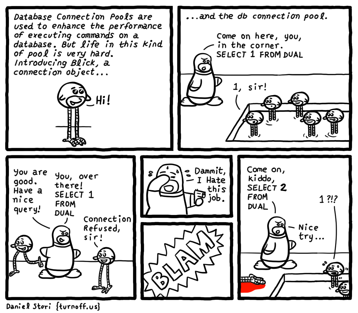 life (and death) in the db connection pool geek comic