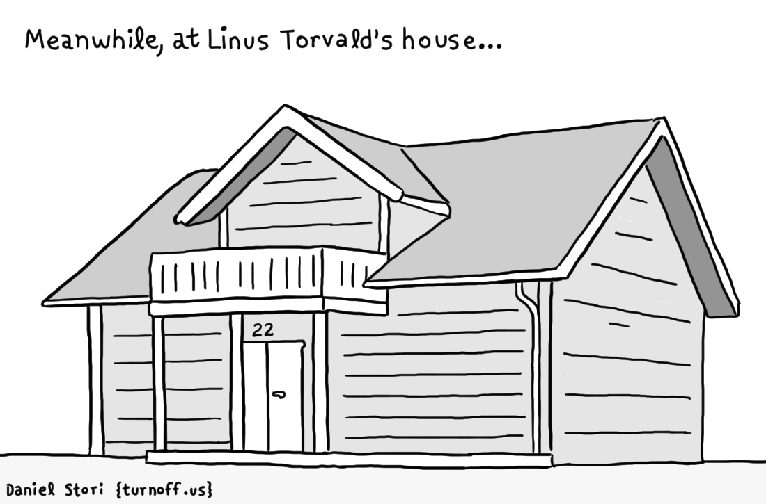 linus torvald's house geek comic