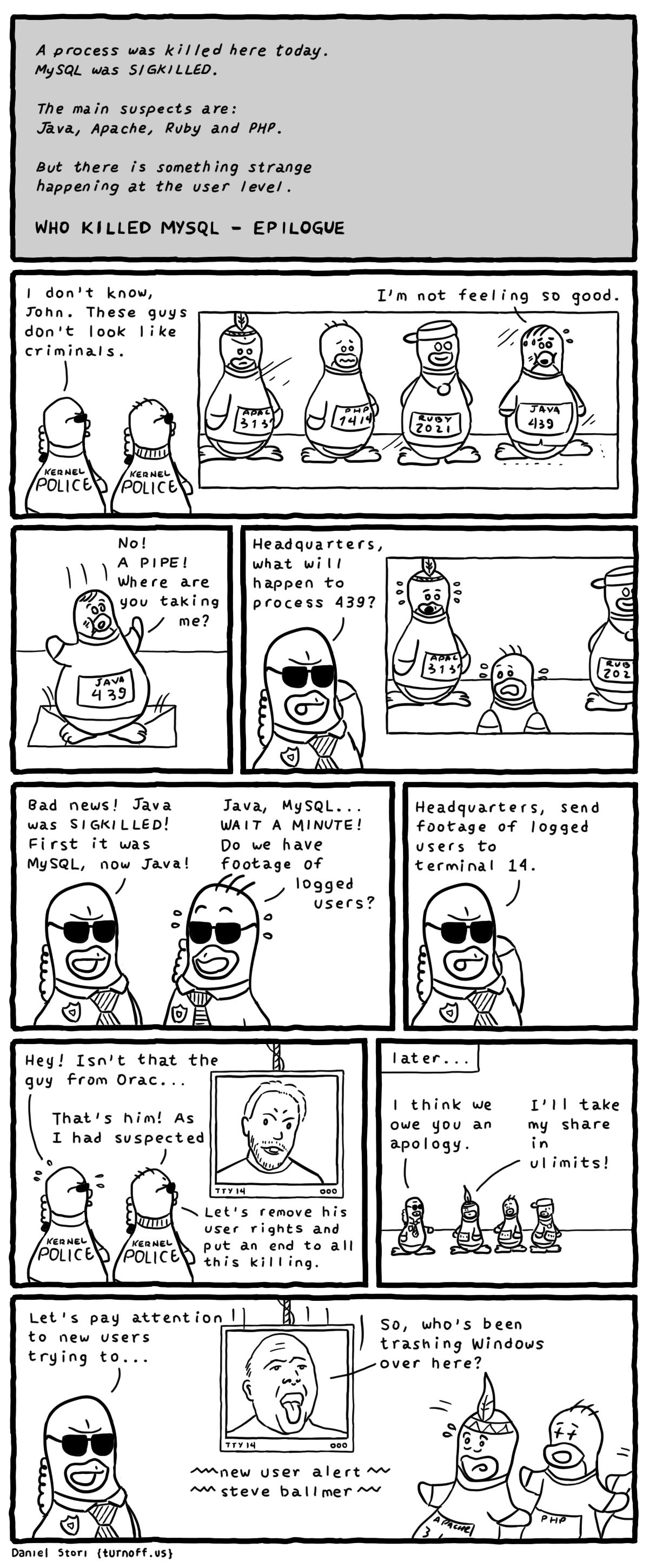 who killed mysql? - epilogue geek comic